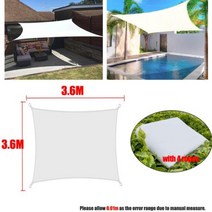 야외 그늘 차광막 천막 옥상그늘막 화이트 모든 크기 300d 방수 그늘 사각형 삼각형 테라스 캐노피 풀 그늘 캠프 하이킹 야드 천막, 3.6x3.6m