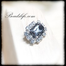 비즈라이프 18*23mm 직사각 보석단추, 1개, 블랙다이야