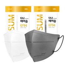 다나마스크 KF94 에어숨 컬러마스크 대형 100매, 흰색50매&진한회색50매