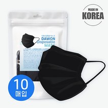 다원 일회용 마스크 화이트/블랙, 블랙, 10매