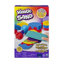 Kineticand 슬라이스 앤 서프라이즈 세트 15온스의 블랙 핑크 블루 플레이 샌드와 7가지 도구, Rainbow Mix Set
