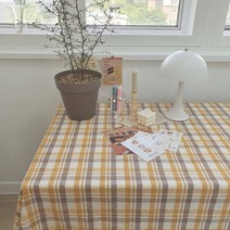 [비에스] 마티니 체크 빈티지 식탁보 홈 까페 감성캠핑 북유럽 배경천 테이블보, 핑크마니티 컷팅, 160*90
