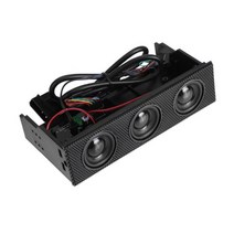 블랙 스테레오 서라운드 스피커 pc 전면 패널 컴퓨터 케이스 컴퓨터 게임용 내장 마이크 음악 확성기, 검은 색