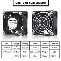 60mm 80mm 90mm 20mm EC 브러시리스 팬 AC 0V 5V 20V 220V 240V 축 팬 (나사/그릴 포함) 6025 8025 9225 20, 02 Ball 60x60x25MM, 02 Ball 60x60x25MM
