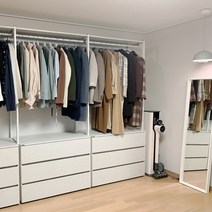 [3월 1만원할인+방문설치] 아이데뉴 터치 철제 드레스룸 800 1000 행거 시스템 옷장 장롱 (단독형/연결형), 오크화이트콤비