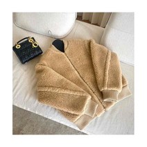 롱 자켓 오버핏 숏코트 여자용 2023 테디 베어 재킷 카멜 숏 루즈 프로파일 캐주얼 따뜻한 코쿤 알파카 봄버 겨울148859