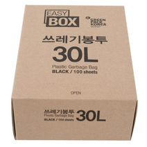 그린팩코리아 이지박스 쓰레기봉투 블랙, 30L, 100개입