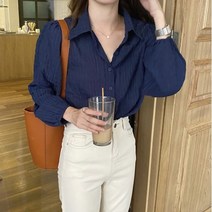 여성 가을 카라 셔츠 블라우스 데일리 패턴