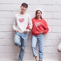 국내생산 남녀공용 하트랑 맨투맨 긴팔 20C01/ 패밀리룩 가족사진의상
