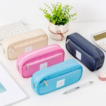 투지퍼 필통 펜슬 케이스 방수 대용량 고등학생 대학생 사이드 포켓, 필통 스카이블루