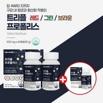 입속 입안 헐었을때 구강 입냄새 구취 잇몸 건조할때 향균 작용 에 좋은 먹는 그린 레드 브라운 프로폴리스 영양제, [2+1] 3개월분