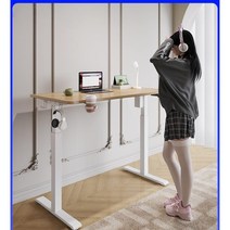 모션데스크 전동 3단 높낮이조절 스탠딩 책상, 120x60x72-120CM, 로그컬러리프팅싱글테이블+서랍+홀보드