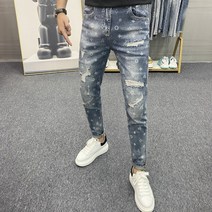 구쯔뱅 유러피언명품아트 LA스타빈티지탈색 간지핏 고탄력 데님 청바지