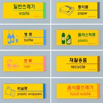 아파트 상가 음식물쓰레기 분리수거통 접착형 안내 표지판 분리수거장 팻말 푯말, 제품선택, 종이류