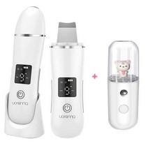 초음파 스킨 스크러버 딥 페이스 클리닝 머신 필링 쇼블 페이셜 모공 클리너 필 리프트 마사지, white with sprayer 2