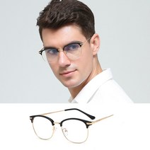 wanghuan눈썹 복고풍 안경 프레임 남성과 여성 동일한 광학 금속 평면 거울 비즈니스 문학 및 예술 근시 안경 프레임, 티오프할 수 있다, 블랙 프레임