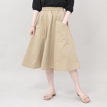 애비뉴투지 엄마옷 플레어 허리밴드 풍성한 A라인 주머니 캐쥬얼 여성 봄 가을 간절기 롱 치마 S04325