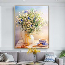 안묵 들꽃화병 보석십자수 집들이 선물 도안 비즈 공예 diy 키트 트레이 펜 고체풀 도구 세트, 04.80X90