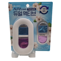 아우라 듀얼액티브 화장실방향제코튼향 용기1+리필2, 아우라 듀얼액티브 화장실방향제