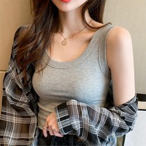 여자 좁은 암홀 민소매 골지 나시티 여성 대학생룩 여성여름니트 나시코디