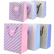 핑크 사각 쇼핑몰 종이 선물가방 답례품 기념품 체크, 제품선택, 중 - 사선 보라(품)(절)