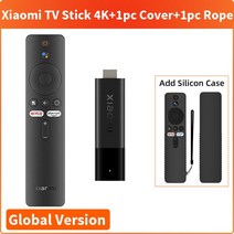 샤오미-글로벌 버전 Mi TV 스틱 4K 안드로이드 쿼드 코어 WIFI 블루투스 5.0 넷플릭스 휴대용 스트리밍 구글 어시스턴트, 02 Add Black Cover_04 EU Plug