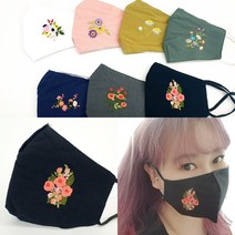 겨울면 꽃자수 마스크 이도 꽃문양 답례품 선물용, 핑크, 개당