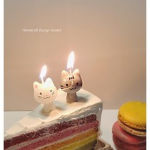 고양이 생일초 캐릭터 초 파티초 이쁜 초 파티초 초 귀여운 고양이 4종 시리즈 당일발송, 치즈냥이+얼룩냥이 2종