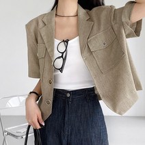 엔틱 린넨 투포켓 숏자켓