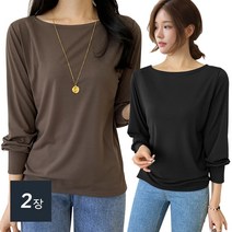 데일리앤 1+1 틸다 여성 보트넥 무지 퍼프소매 레이온 티셔츠