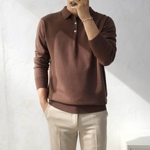 남자 부드러운 캐시 스판 단추 헨리 카라넥 니트