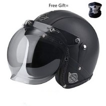 바이크헬멧 풀페이스헬멧 레트로 빈티지 오토바이 헬멧 오픈 페이스 DOT 승인 바이저 PU 가죽 카스코 모토 모토크로스 고글 마스크 포함 3 4, S, 5