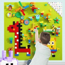 벽 칠판 레고 호환 블럭 보드 정리함 블록 놀이, 회색보드+ 504 + 정리함