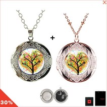 커플목걸이 나무같은사랑 사진넣는목걸이 +선물케이스 각인전사
