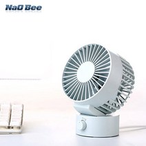 NaOBee 소리없이 강하다!! 더블윙 저소음 USB 탁상용 미니 선풍기, 블루