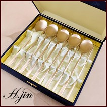 H.jin 전통 수공예 방짜유기 수저세트 5벌 5인용 (1세트) 숟가락 5p + 젓가락 5p 가족 한식 커트러리 고급 케이스, 1세트