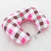 여행 캠핑 자동차 사무실 쇼파 컴퓨터 책상 프리미엄 듀얼 체크 에어목베개 수면귀마개 세트, 핑크