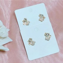 이리스비 여성용 925은침 귀여운 큐빅 진주 야옹이 귀걸이