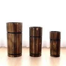 [바보사랑] 내츄럴 인테리어 실내 장식 탄화목 원형 나무 화분 3P세트(대 중 소)[조아트, 상세 설명 참조, 상세 설명 참조