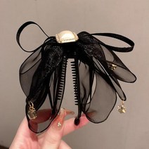 헤어핀 헤이집개 헤어악세사리 헤어엑세사리 헤어장식용품 바나나 클립 여성 여름 새로운 그물 레드 백 헤드 우아한 기질 bowknot 수직 상어 머리 장식