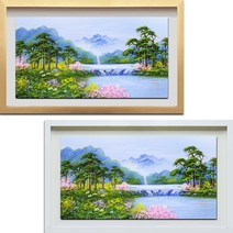 ( 그린 진품 그림 ) 폭포 물 풍경화 그림 풍수에좋은 생기 유화 그림 부자되는 큰 풍경 액자 현관 침실 거실 사무실