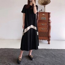 제이민 밑단 주름 포인트 반팔 롱 원피스