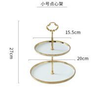 굽접시 케이크받침대 케이크돔 디저트 우드 트레이 케잌돔 다층 과일 플레이트 라이트 럭셔리 스타일 과일 플레이트 홈 2021 새로운 그물 레드 스낵 플레이트 스낵 플레이트 캔디, 흰색 소형 이중판 금도금 둥근 모서리