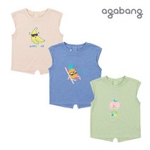 아가방 썬변형민소슬럽티셔츠 BEIGE BLUE GREEN 01P351006