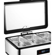 스테인레스 푸드워머기 가열쇼케이스 뷔페접시, 304 직사각형 2칸 펀칭 보온솥 9L