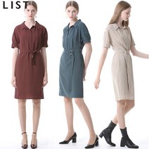 리스트 [리스트(LIST)] 지적인 카라 버튼 스트랩 원피스