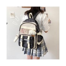 와이케이하우스 ins 책가방 여성 한국어 하라주쿠 얼짱 일본어 격자 소녀 심장 대학 스타일 대학생 배낭 배낭_70117