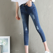 레이디 매직(lady magic) 여성 8부 스판 청바지