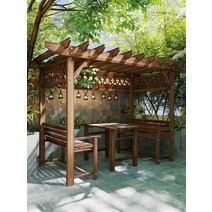 야외 포도 나무 덩쿨 랙 파고라 정자 정원 가구, 길이 3m x 너비 1.7m 그리드 포함