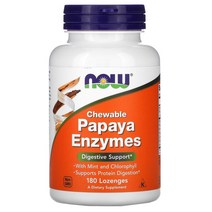 NOW Foods 씹을 수 있는 파파야 효소 180정, 180 카운트